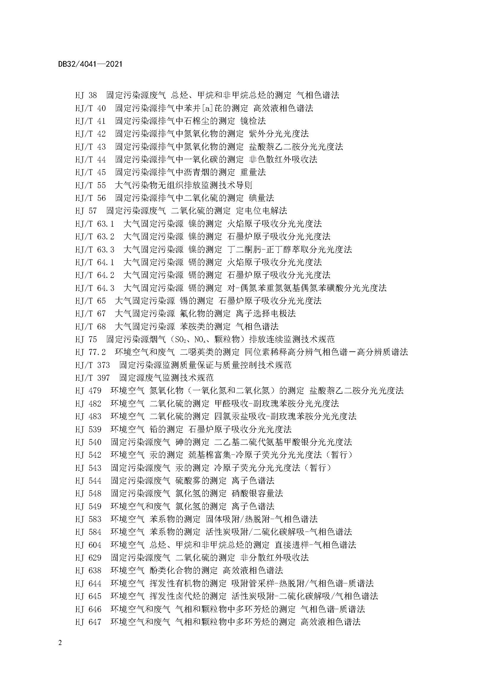 2021年江苏省大气污染物排放标准（最新）